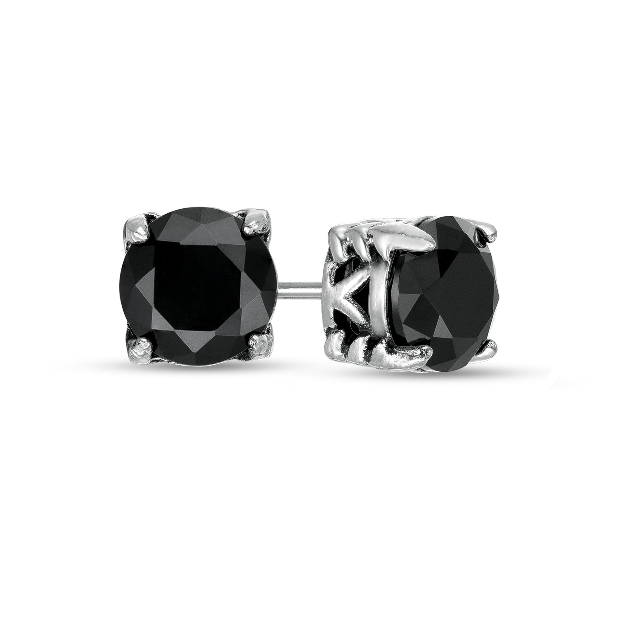 7.0mm Black Spinel Multi-Finish Solitaire Stud Earrings in