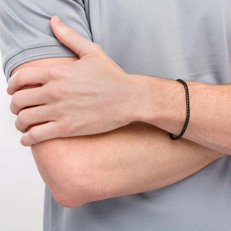 Vera Wang Men Black Spinel Tennis Bracelet in Sterling