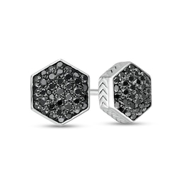 Dazzlingrock Collection Black Diamond Men's Stud Earrings - 0.07 CTW, 18K Black Rhodium Plated