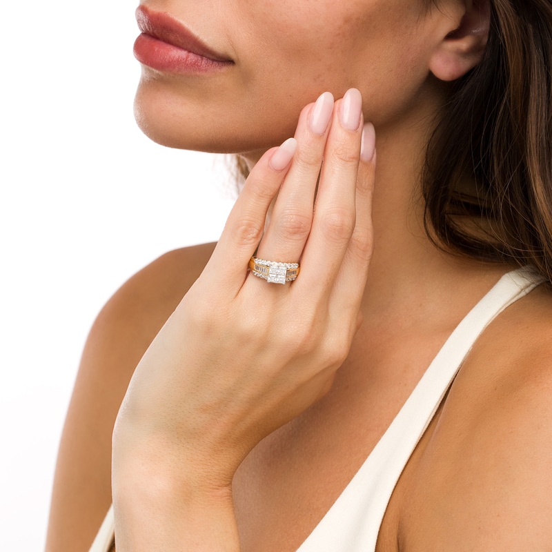 Quad Princess-Cut Diamond Engagement Ring in 10K Gold