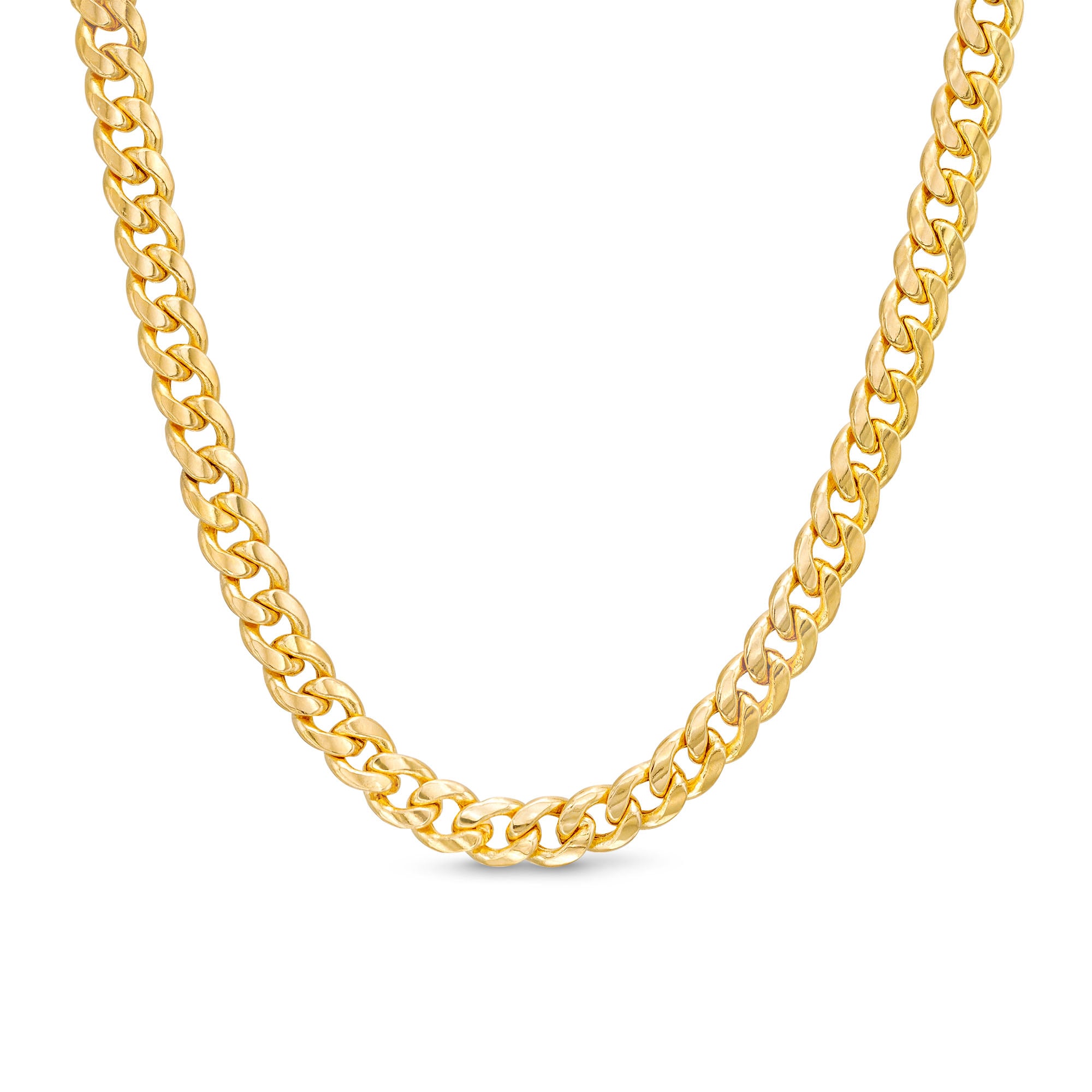 5.5mm Cuban Curb Chain Necklace in Semi-Solid 10K Gold - 24&quot