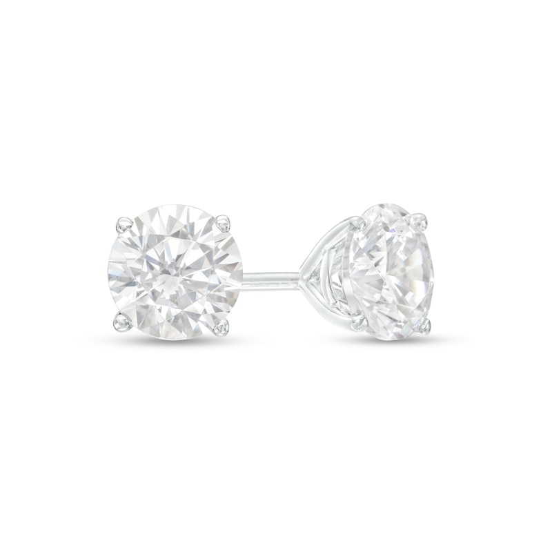 1ct Round Moissanite Solitaire Stud Earrings – 14K White Gold Screw Back 5mm