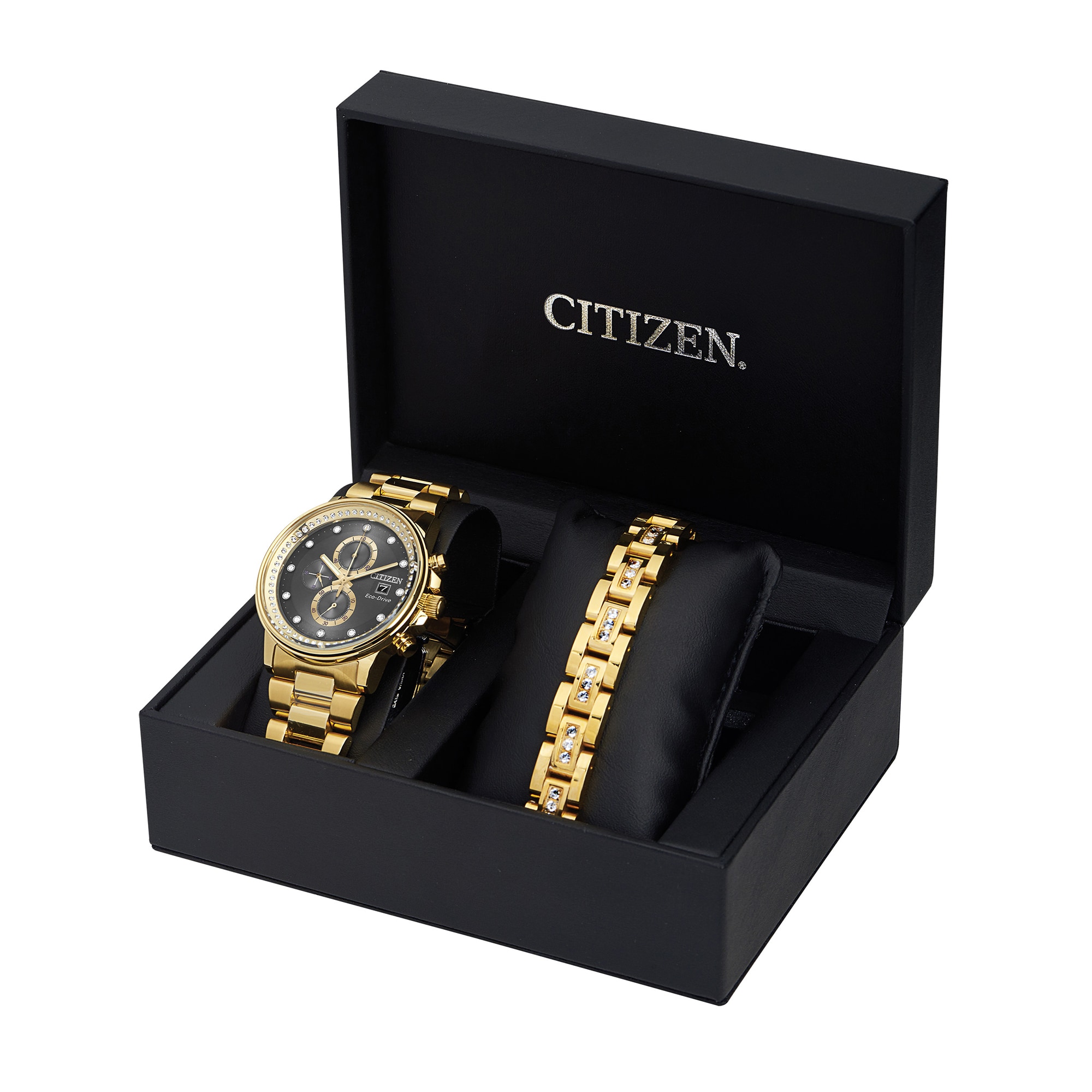 Men's Citizen Eco-Drive® Nighthawk Crystal Accent Gold-Tone