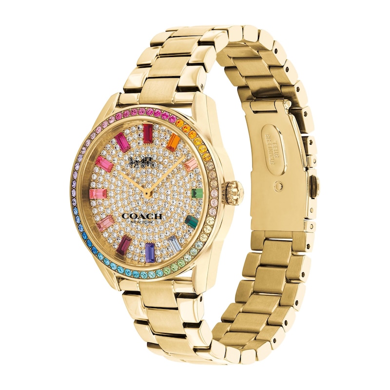 Coach gold and diamond watch COACH Chelsea Rainbow Crystal Carnation Gold-Tone Stainless  main image 4