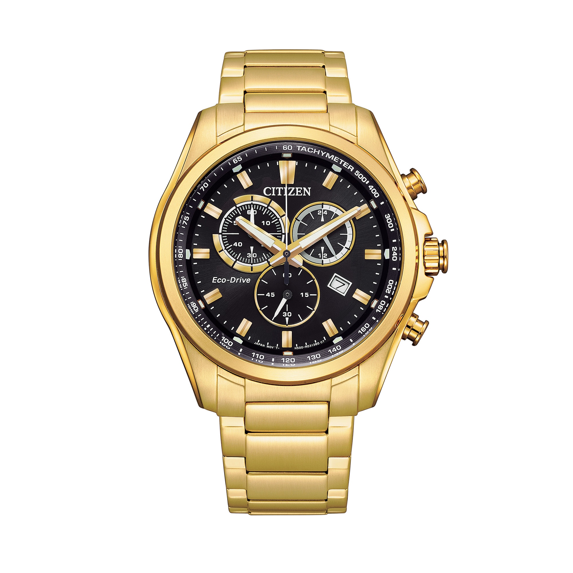 Men's Citizen Eco-Drive® Gold-Tone Chronograph Watch with Black