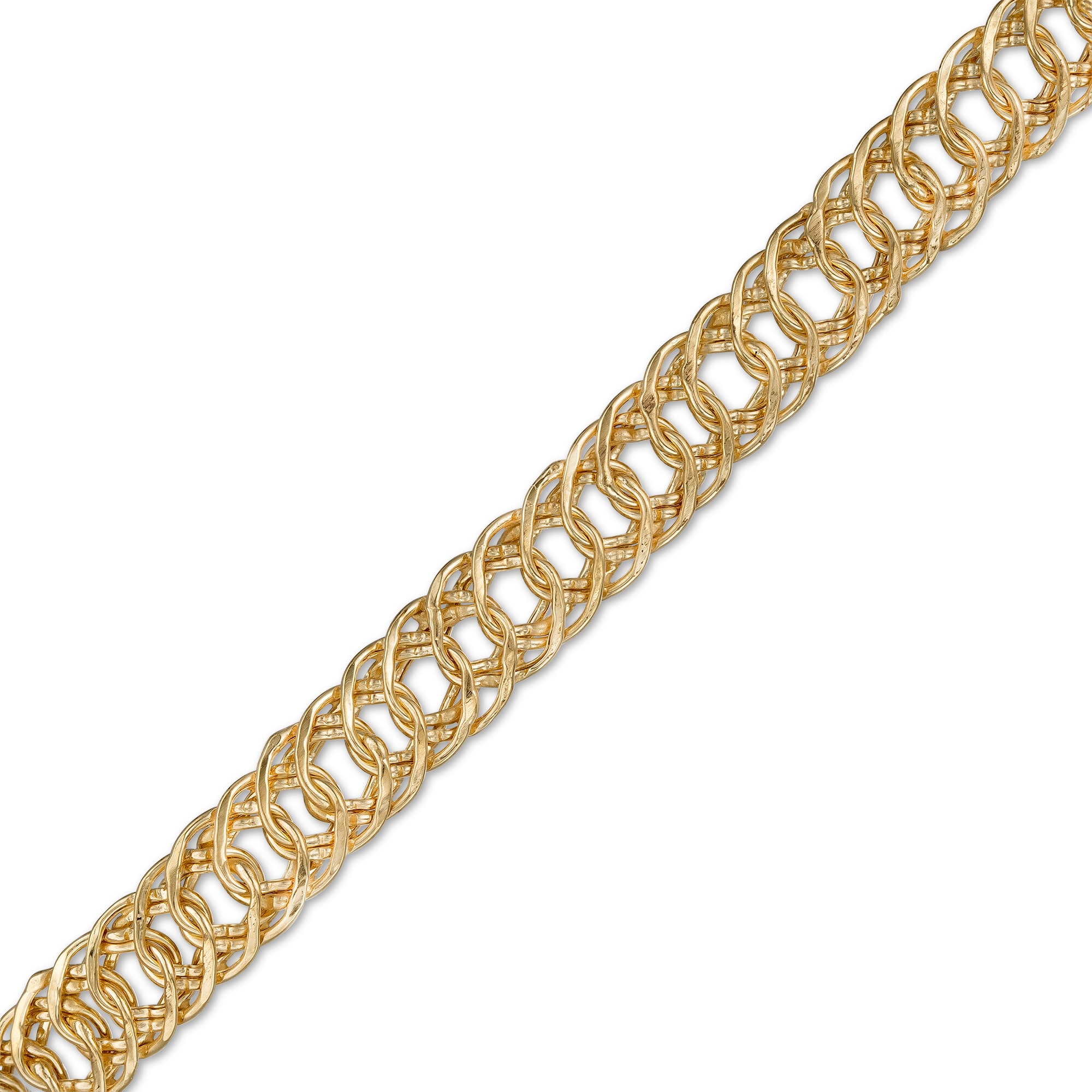 6.0mm Interwoven Double Link Chain Bracelet in Hollow 10K Gold