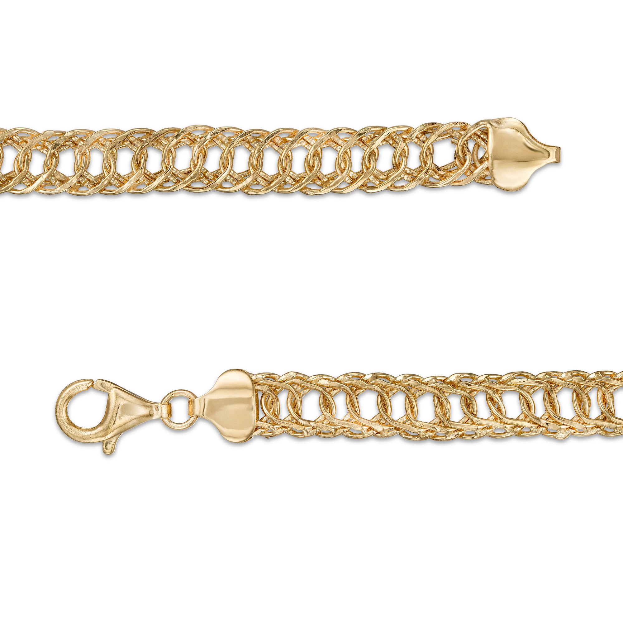 6.0mm Interwoven Double Link Chain Bracelet in Hollow 10K Gold