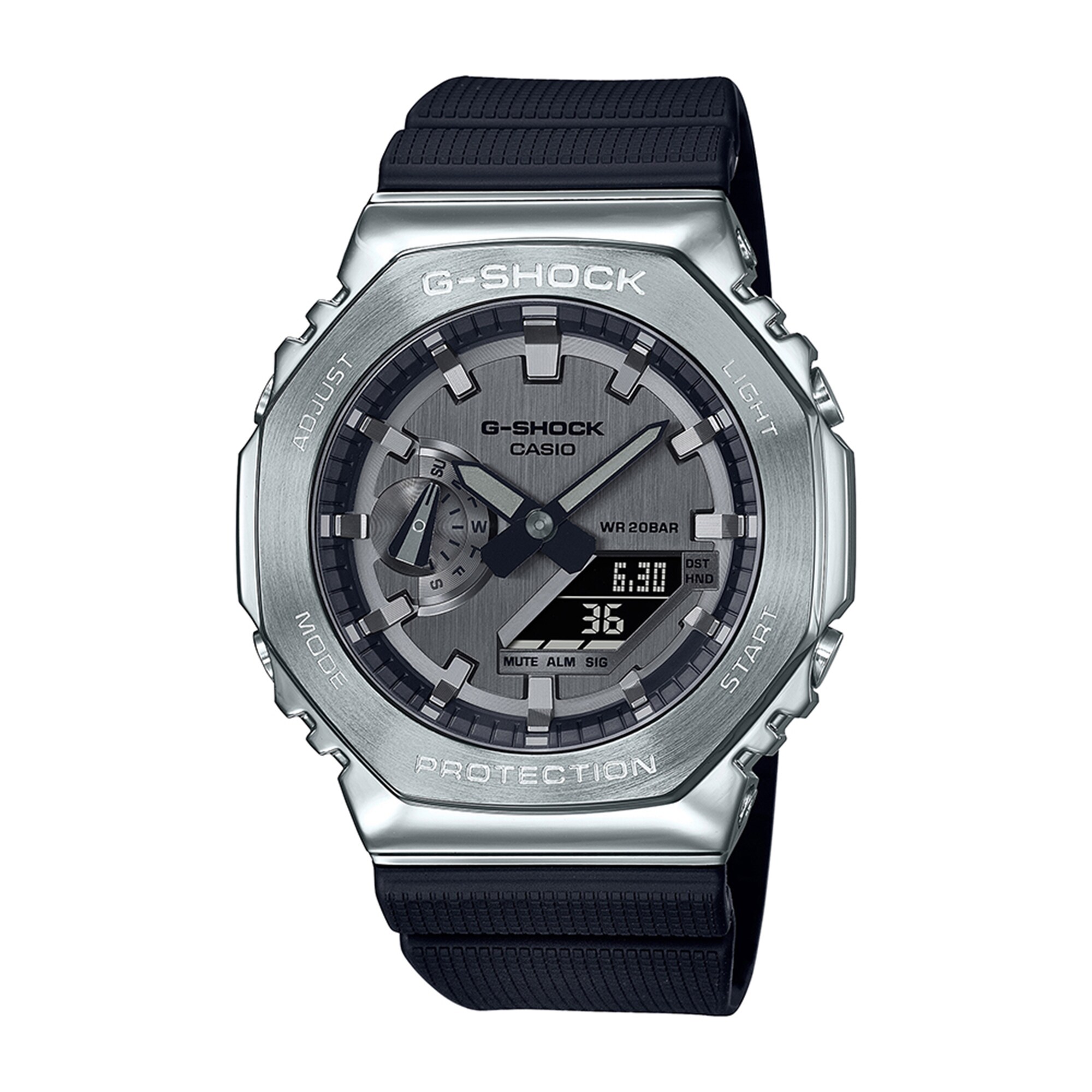 CASIO G-SHOCK ブラック/シルバー G-SHOCK】GM-110シリーズ / Metal Coveredライン / GM-110-1AJF