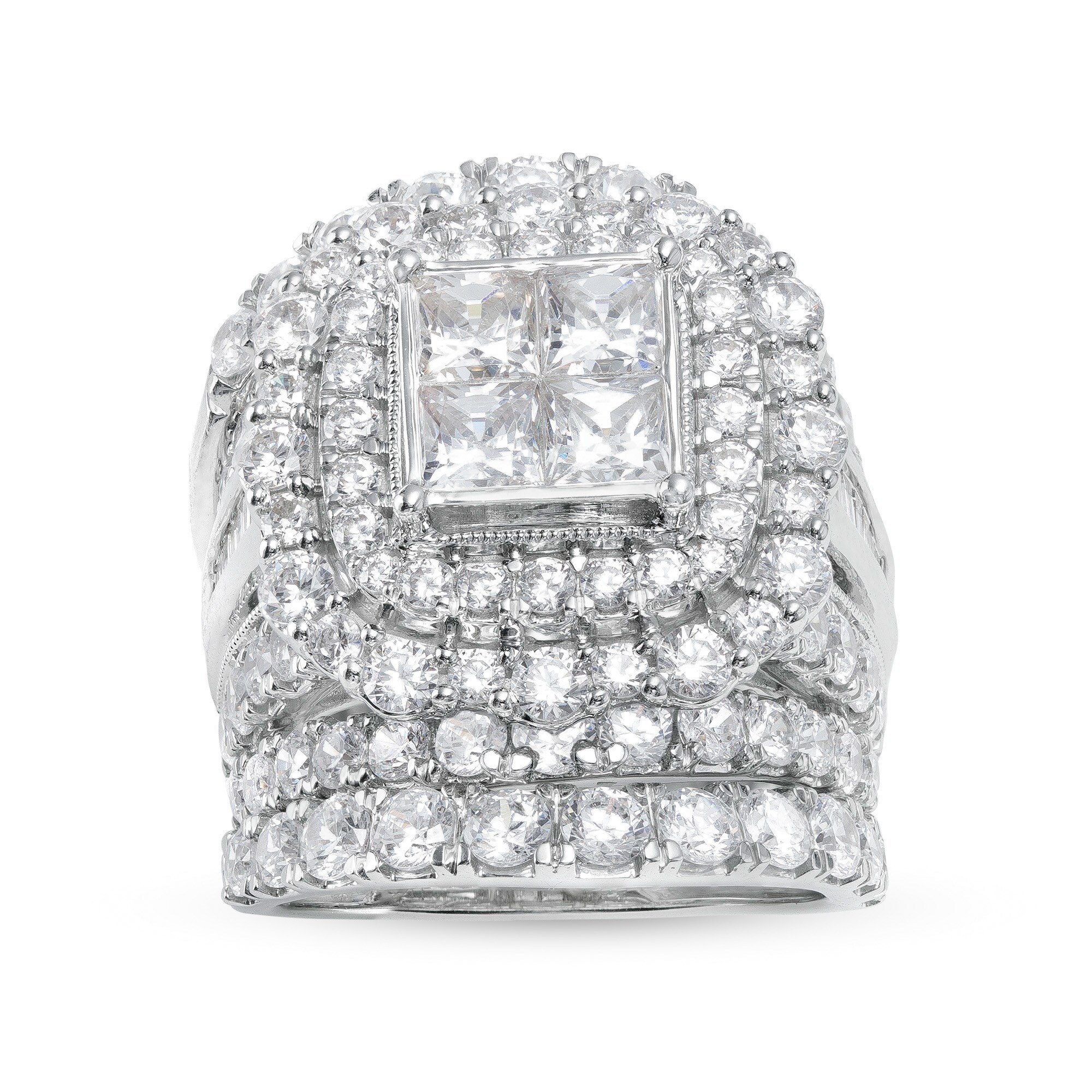 7 CT. T.W. Quad Princess-Cut Diamond Cushion-Shaped Frame