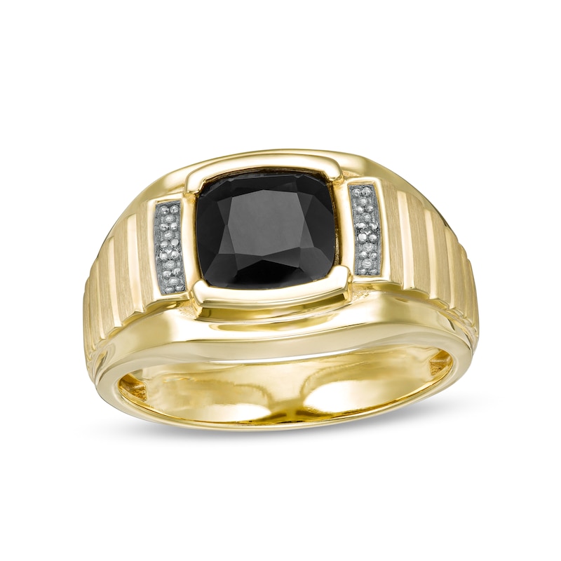 Square Black Onyx Ring, 18k Gold Plated Unisex for Men and Women