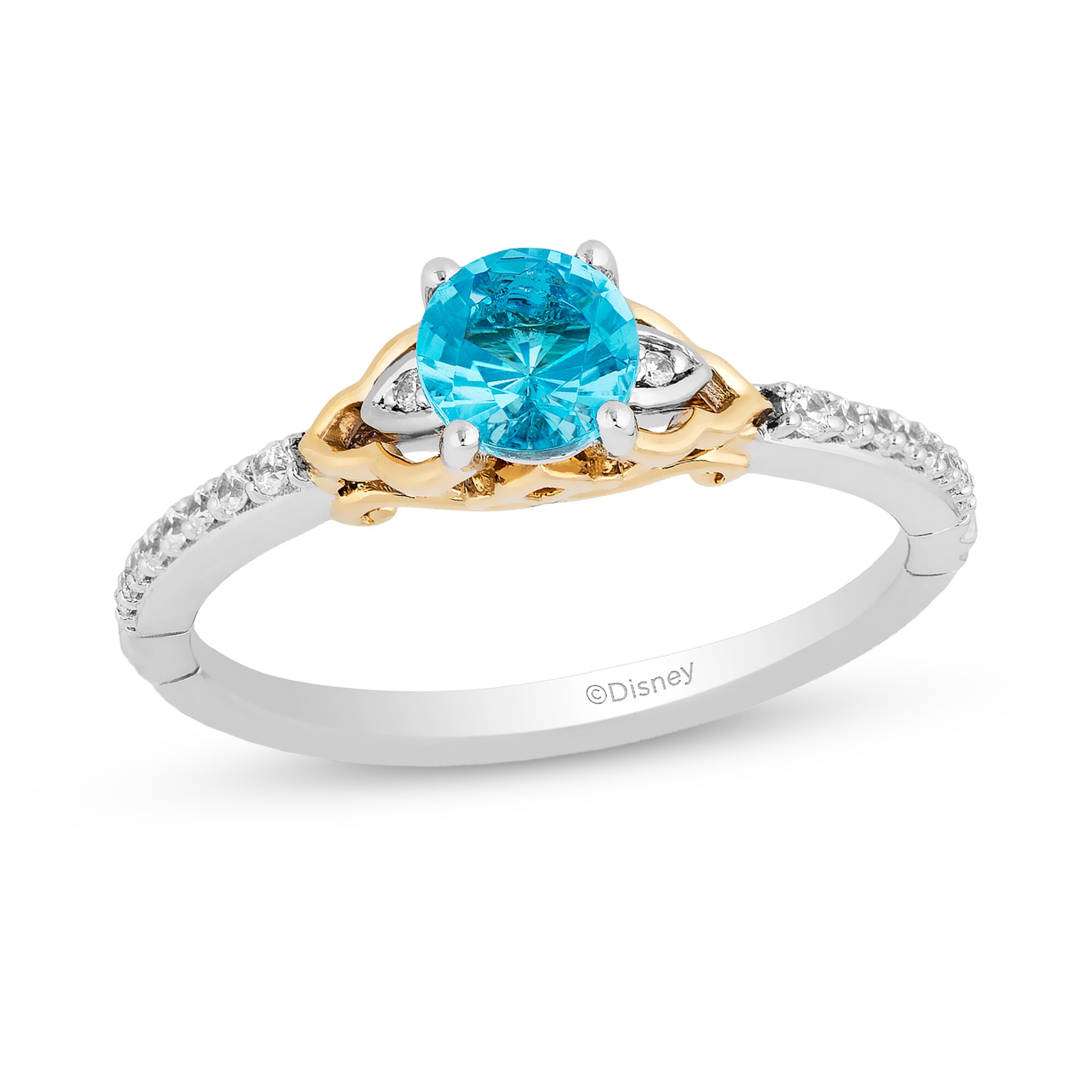 Enchanted Disney Jasmine Swiss Blue Topaz and 1/10 CT. T.W.