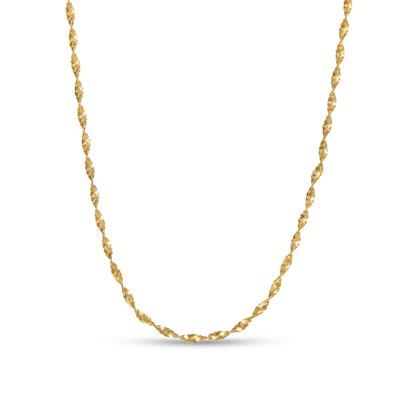 Diamond-Cut Twisted Link Chain Necklace in Hollow 14K Gold