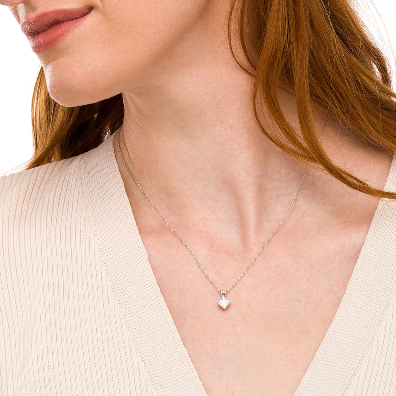 Certified Princess-Cut Lab-Grown Diamond Solitaire Pendant