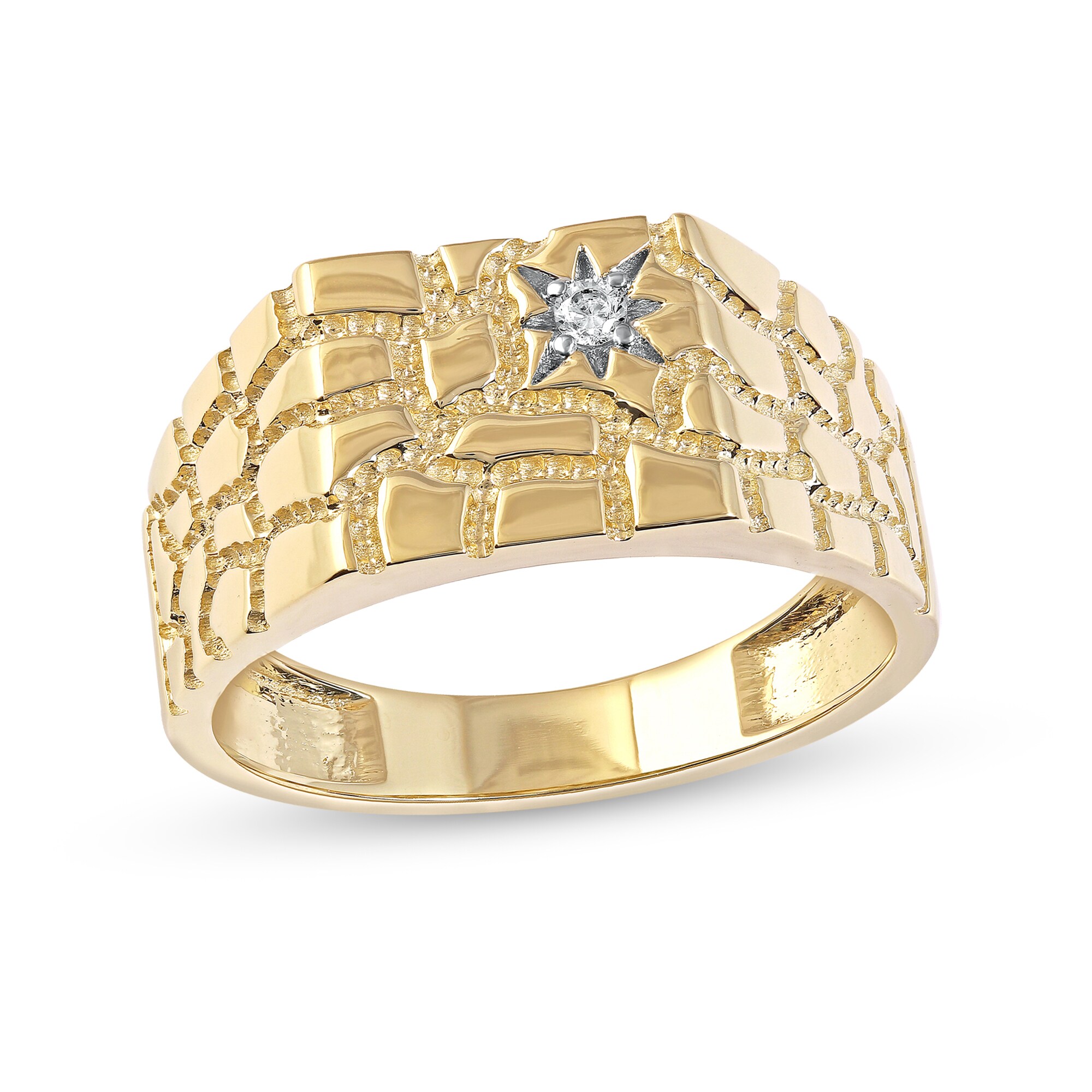 0.05 CT. T.W. Diamond Solitaire Star Nugget Wedding Band in 10K