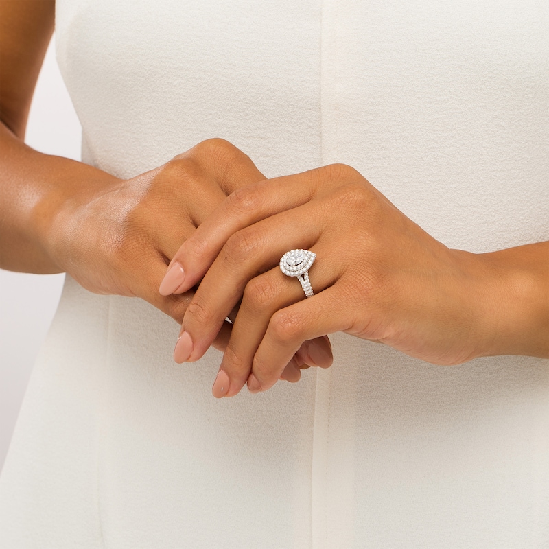 Vera Wang Love Collection Certified Lab-Grown Diamond Double  Frame Engagement Ring in 14K White Gold