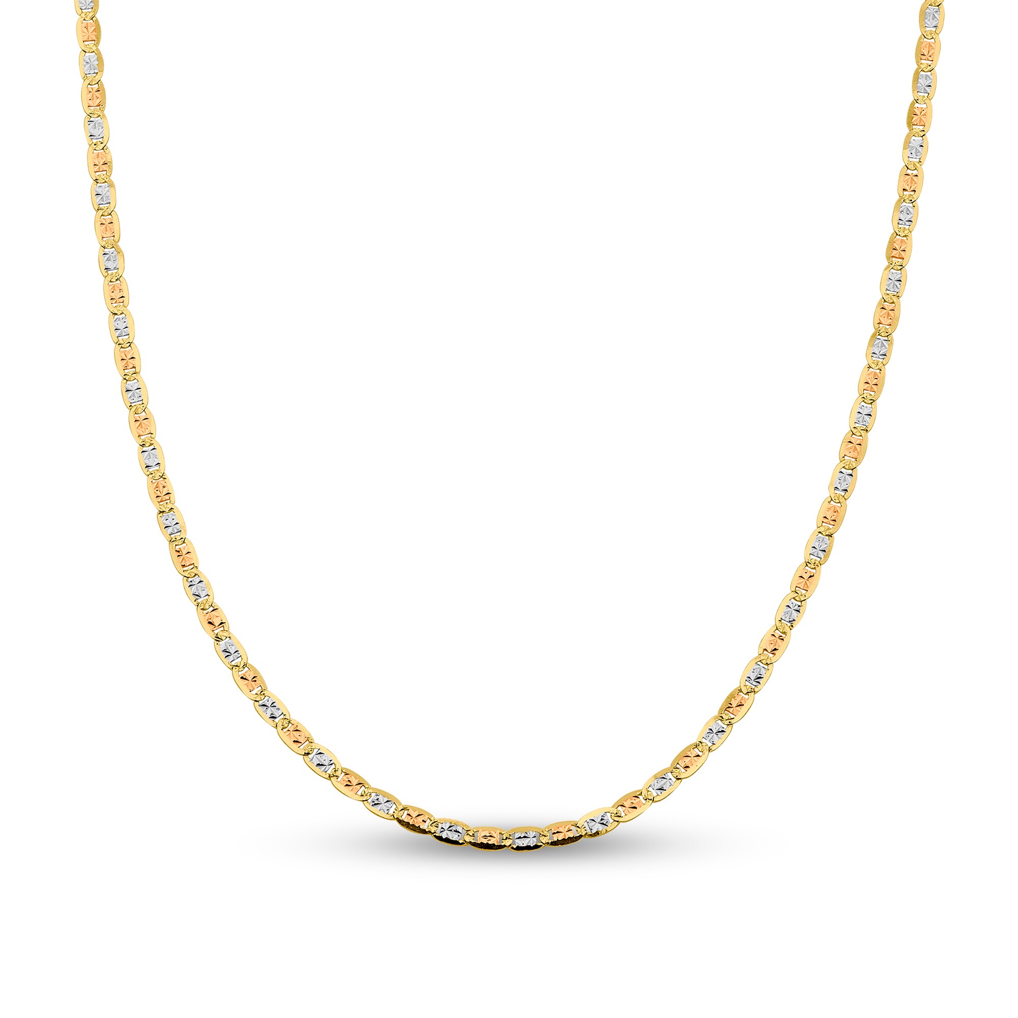 3.8mm Diamond-Cut Valentino Chain Necklace in Solid 14K Tri-Tone