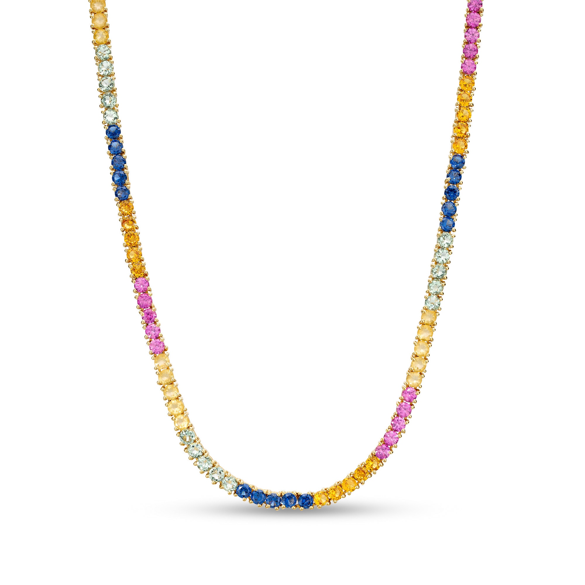 3.0mm Multi-Color Lab-Created Sapphire Rainbow Tennis Choker