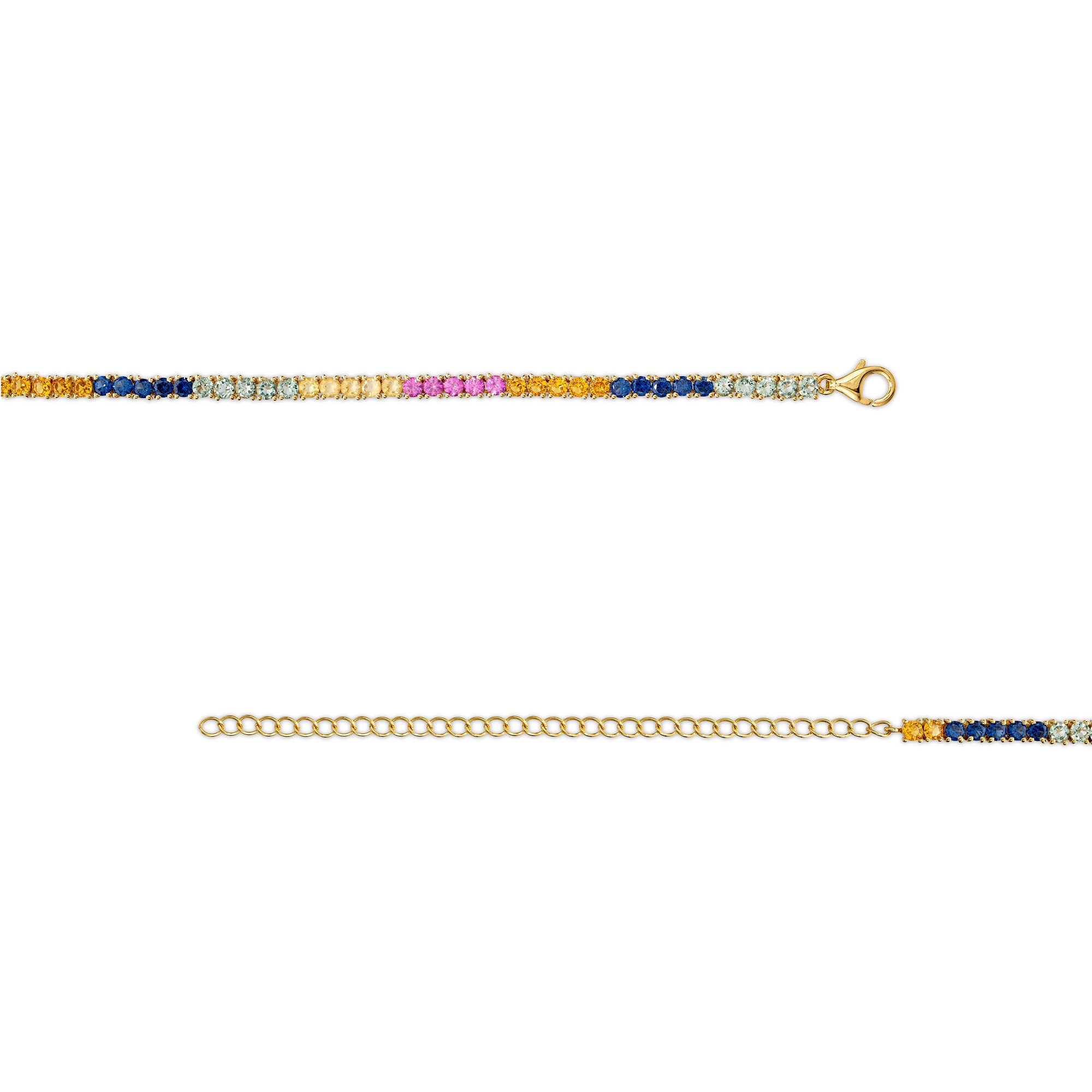 3.0mm Multi-Color Lab-Created Sapphire Rainbow Tennis Choker