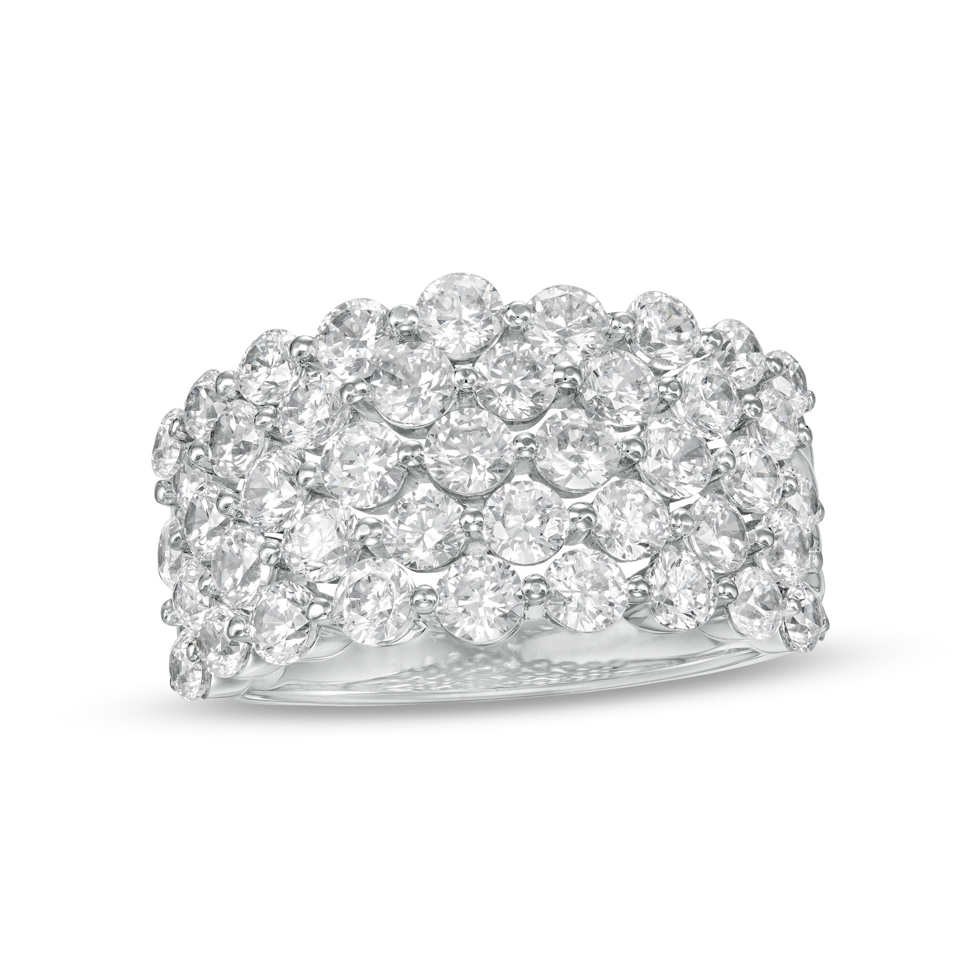 3 CT. T.W. Lab-Grown Diamond Multi-Row Ring in 14K White Gold (F
