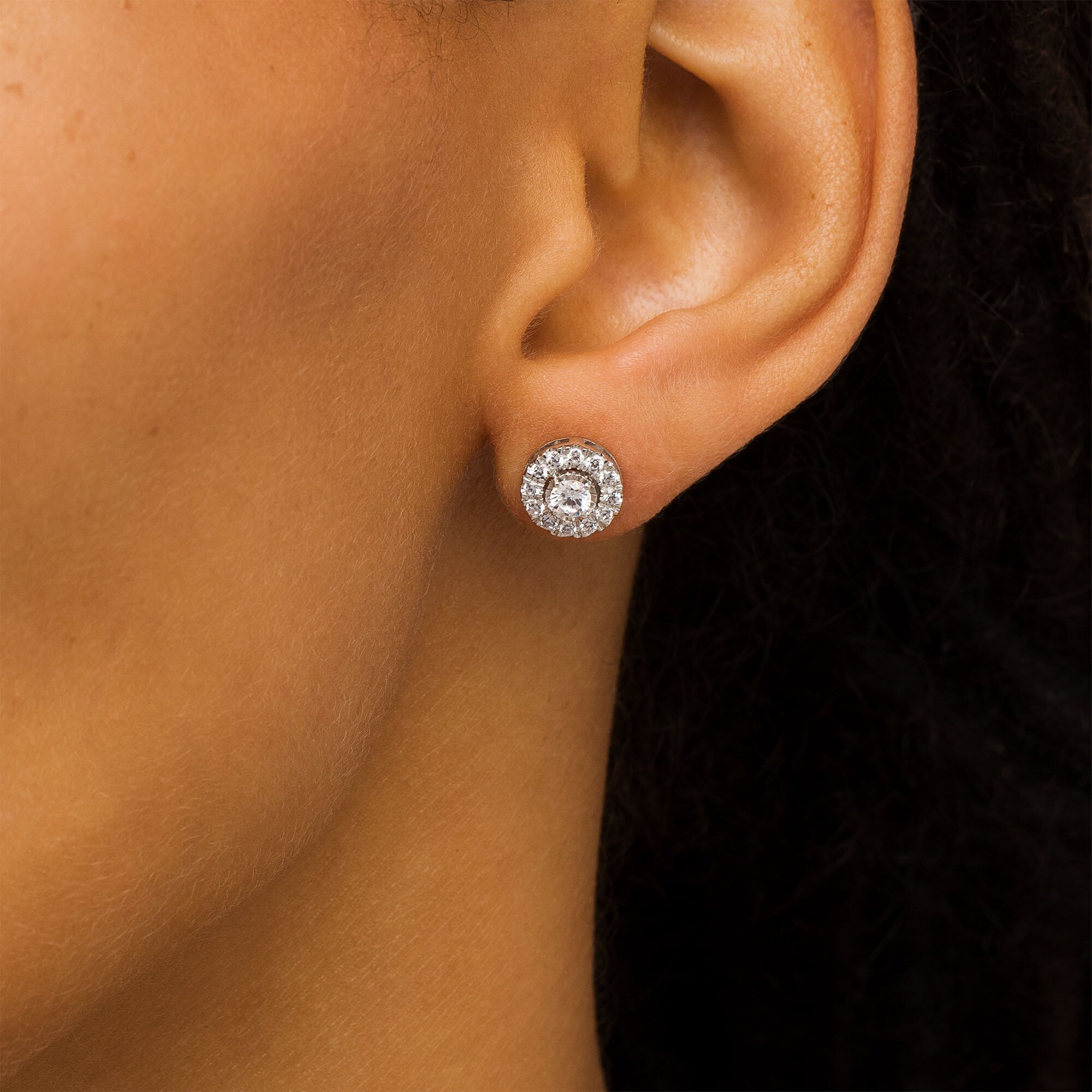 5/8 CT. T.W. Lab-Grown Diamond Frame Stud Earrings in 14K White