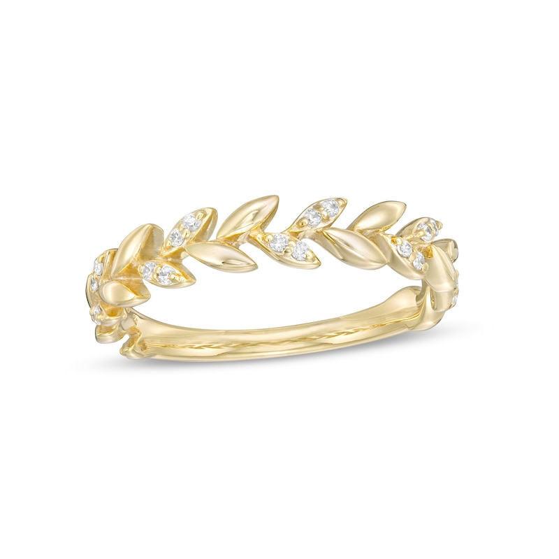 Diamond Leaves Wedding Band in 10K Gold Peoples