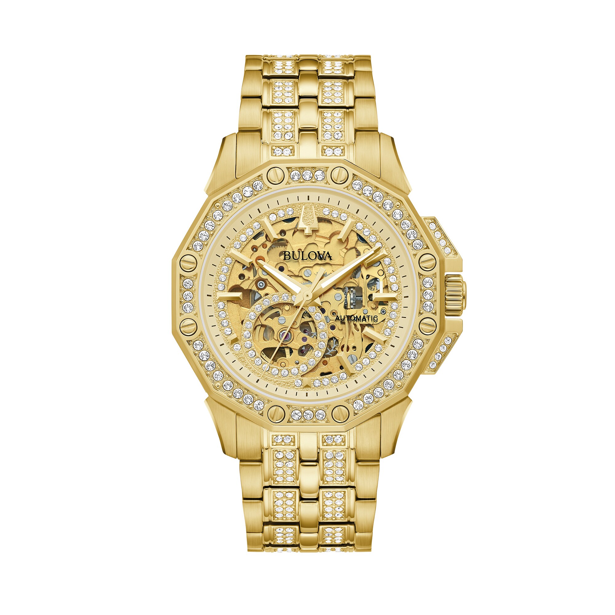 Men's Bulova Octava Crystal Accent Gold-Tone Automatic Watch with