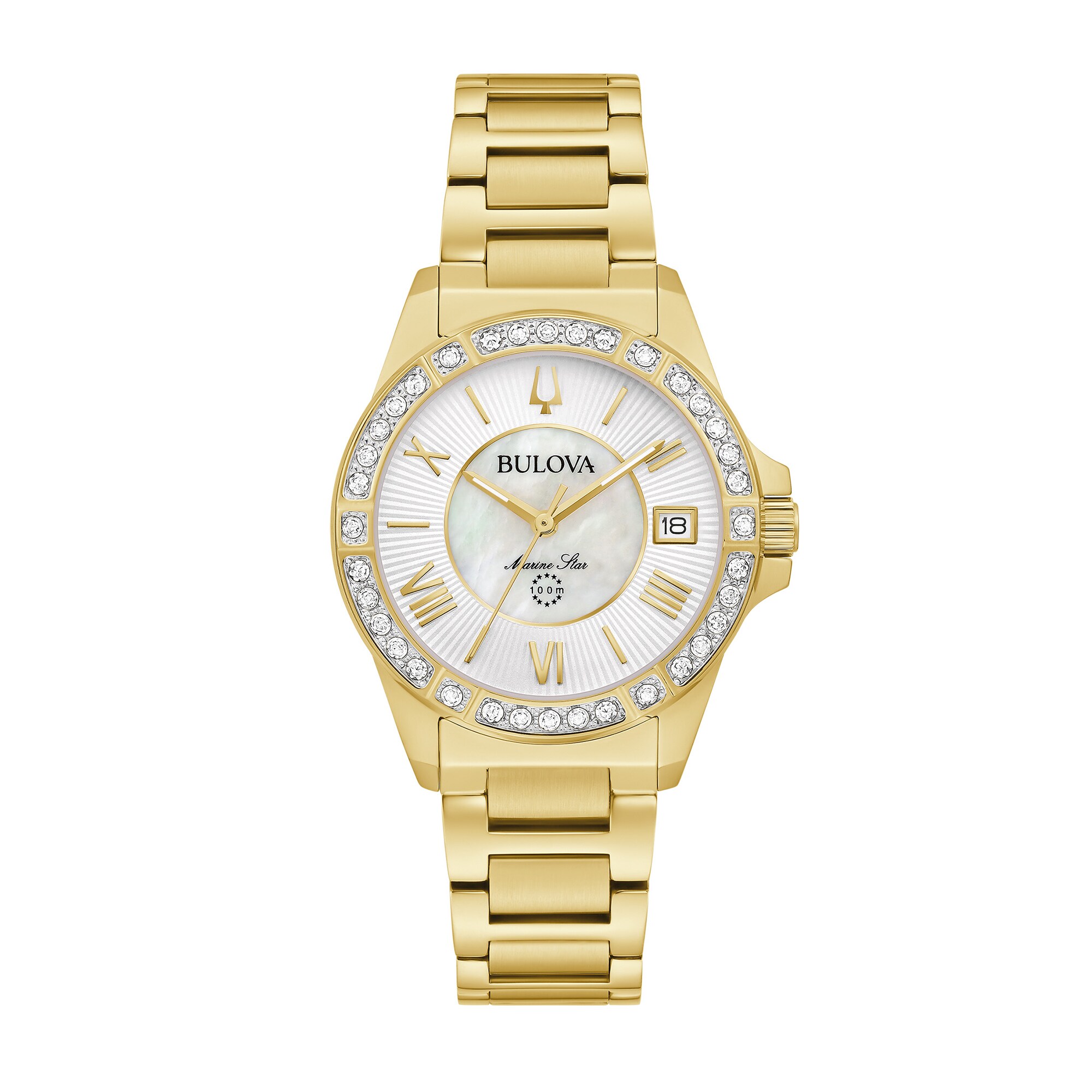 Ladies' Bulova Marine Star 1/10 CT. T.W. Diamond Gold-Tone Watch
