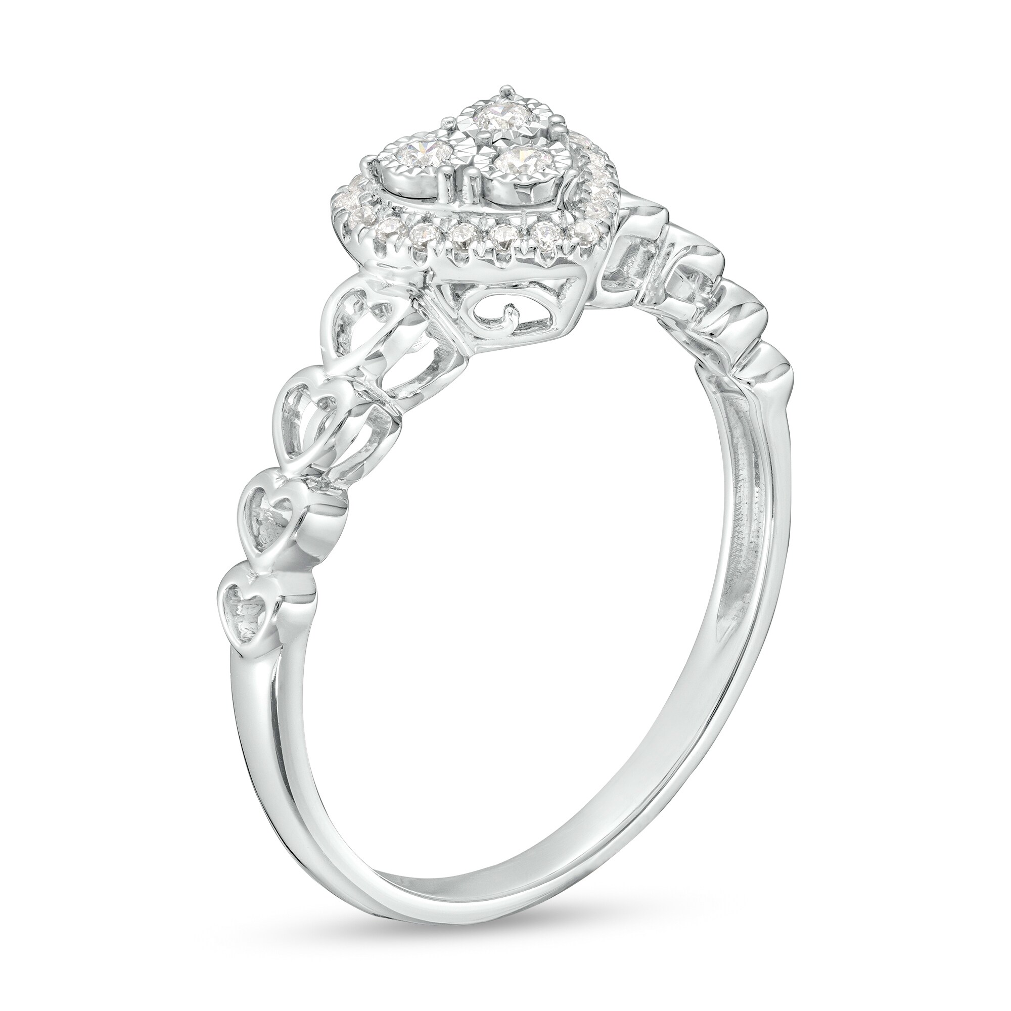 1/8 CT. T.W. Heart-Shaped Multi-Diamond Frame Promise Ring in