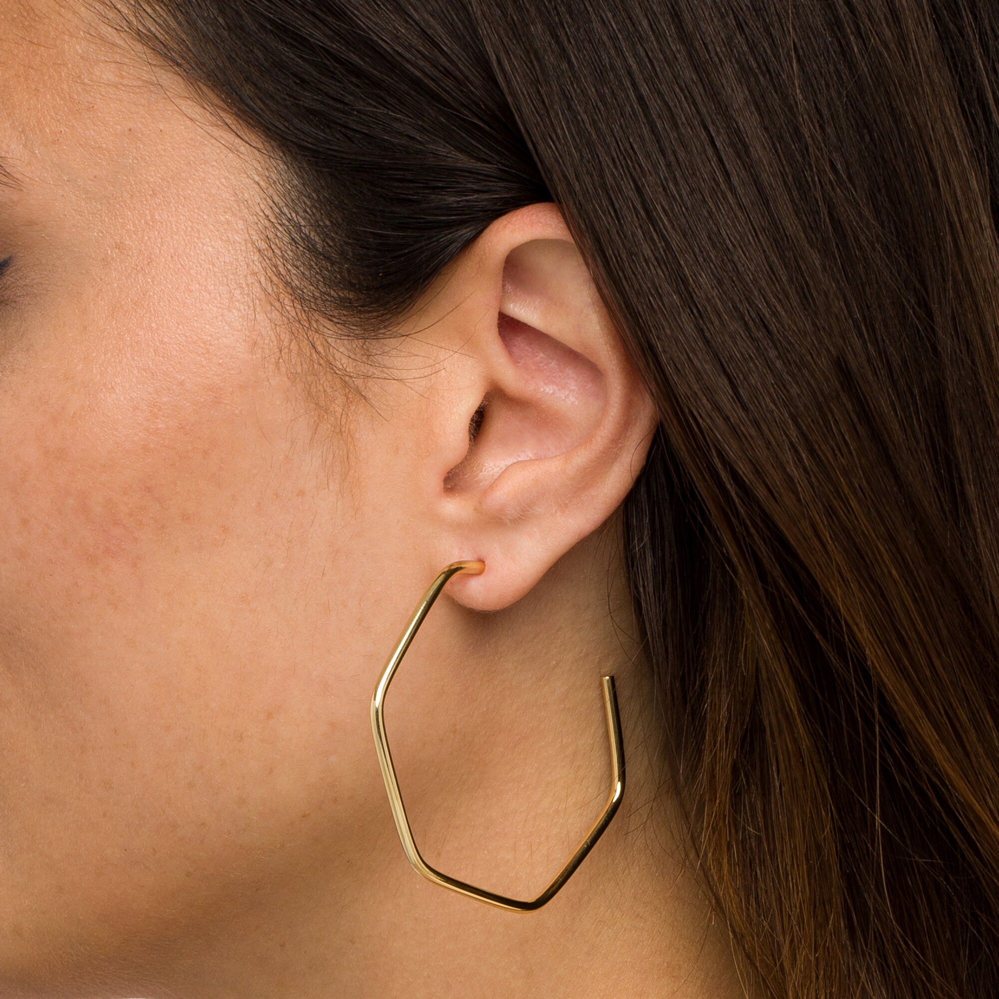 50.0mm Hexagon J-Hoop Earrings in 10K Gold | Zales Outlet