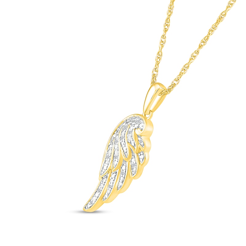Diamond Angel Wing Pendant in Sterling Silver with