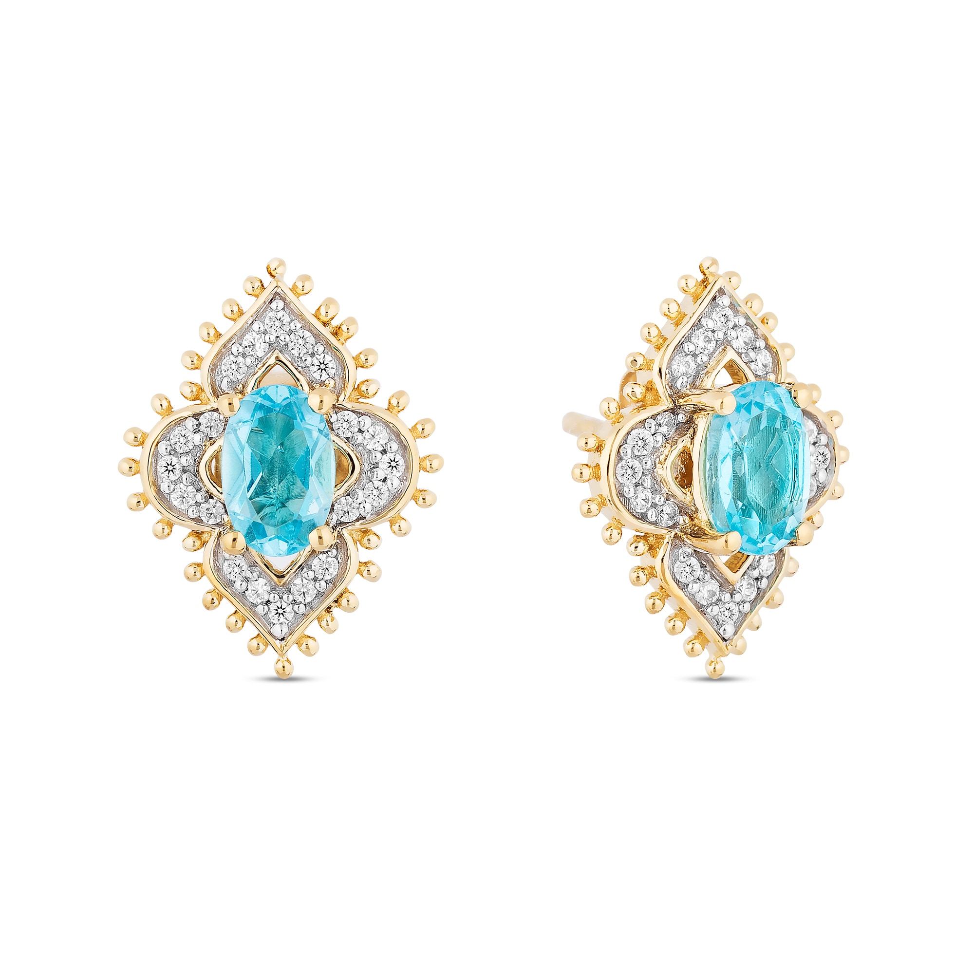 Enchanted Disney Jasmine Oval Swiss Blue Topaz and 1/6 CT. T.W.