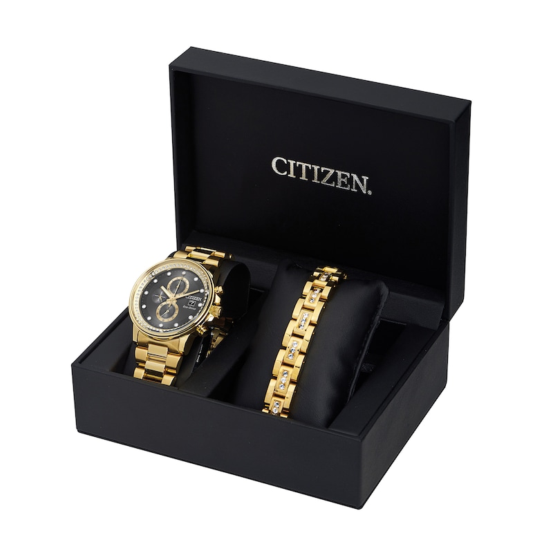 Men's Citizen Eco-Drive® Crystal Accent Gold-Tone Chronograph