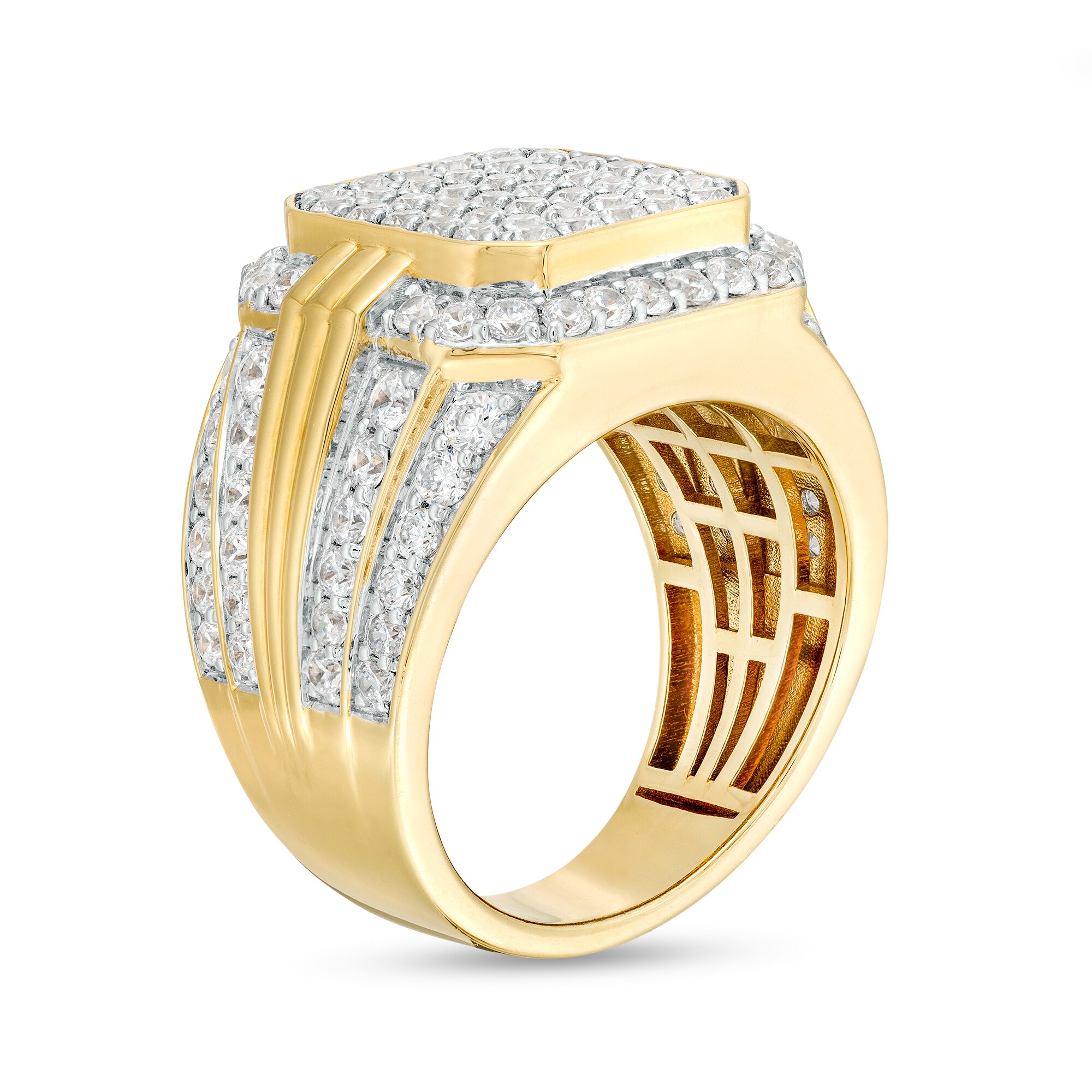 3-1/3 CT. T.W. Square-Shaped Lab-Grown Multi-Diamond Frame Ring in