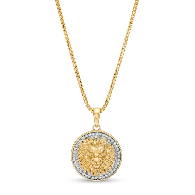 Men's 1/4 Diamond Frame Lion's Head Medallion Pendant in
