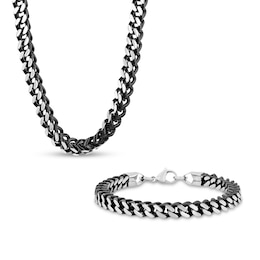 SoulCats® Set Collana E Bracciale Catena König In Acciaio Inossidabile - Oro/Argento, Maglia 12mm