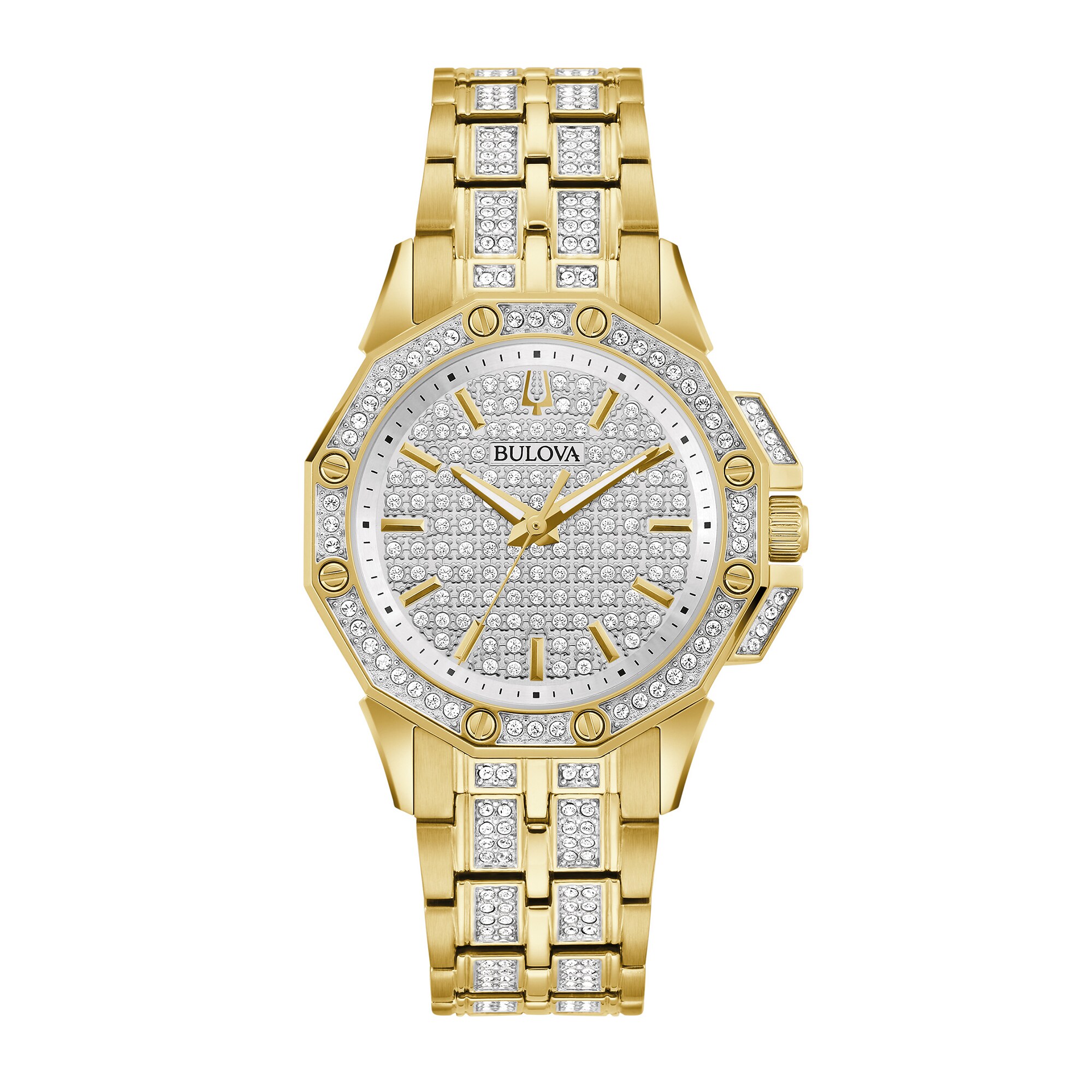Ladies' Bulova Octava Crystal Gold-Tone Watch with Silver-Tone