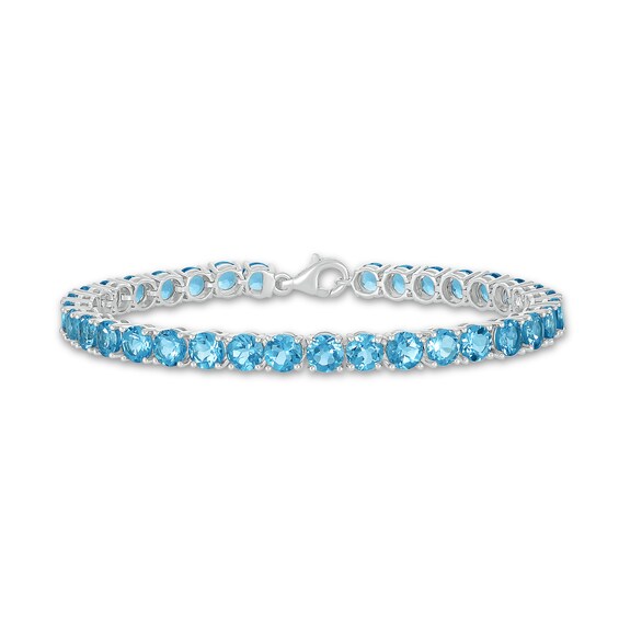 Bracelet Tennis Or Flash 925 Argent Et Topaze Bleu Londres 4mm - 8.1 Carats - Neuf Sans Emballage