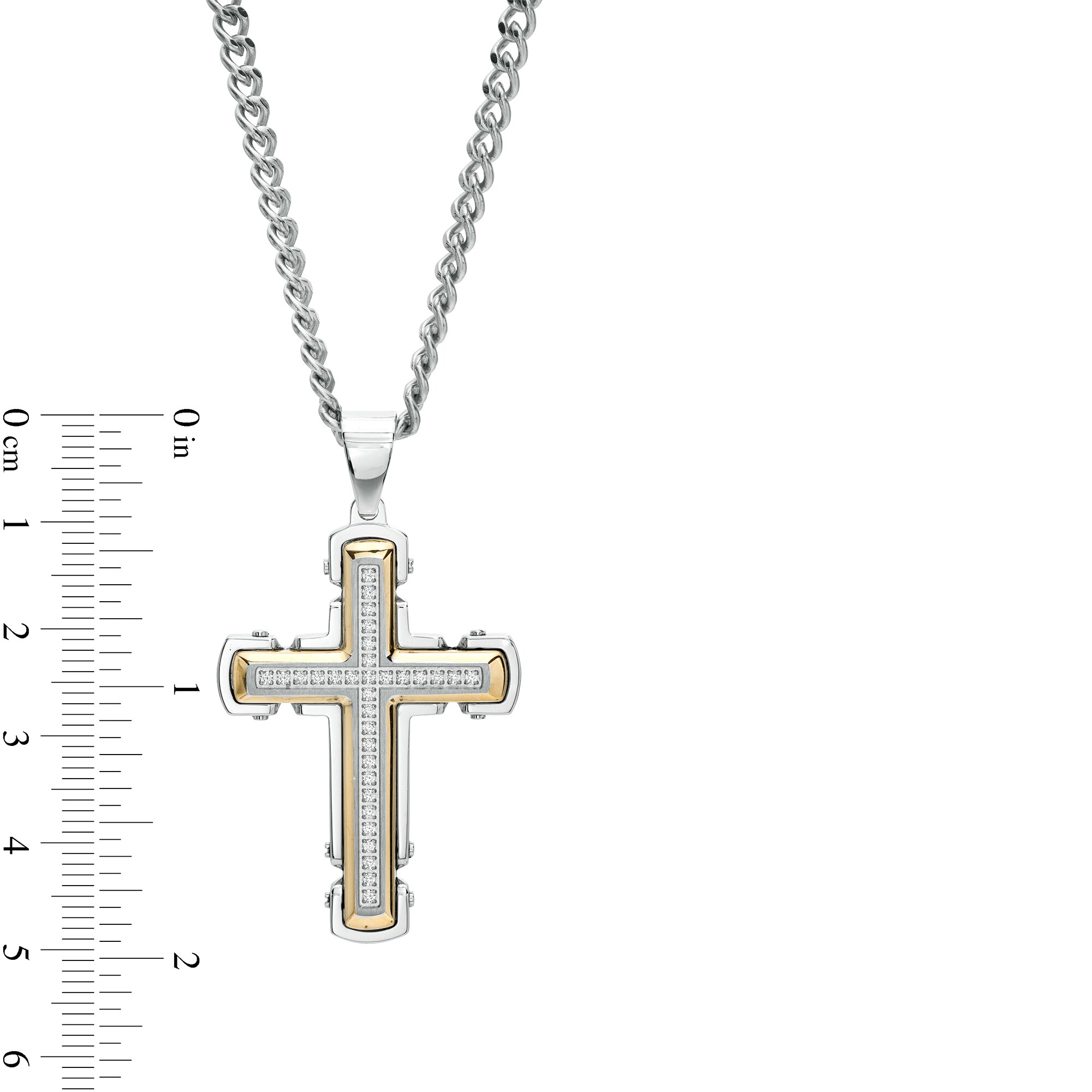 Men's 1/4 CT. T.W. Diamond Gothic Cross Pendant in Stainless Steel