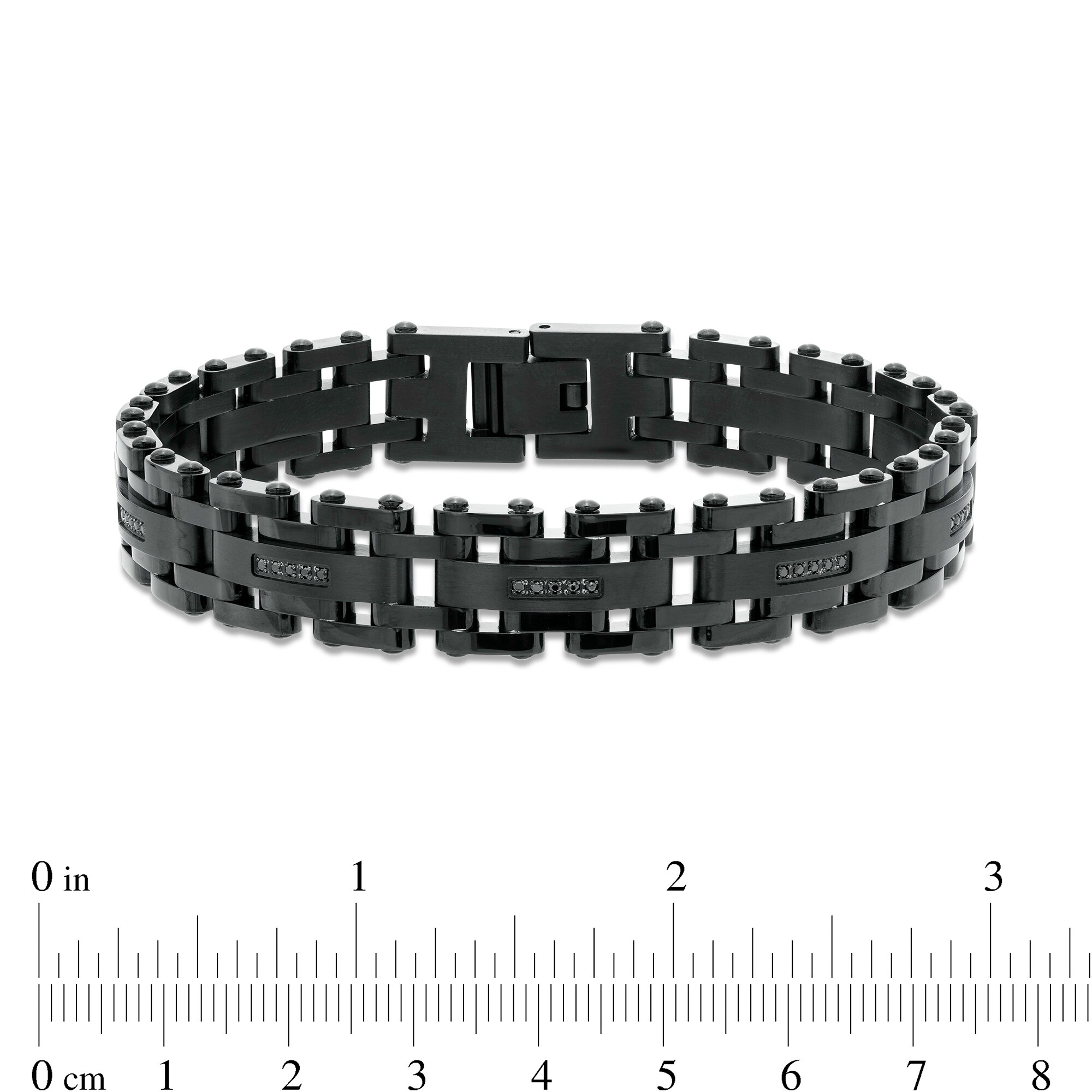 1/6 CT. T.W. Black Diamond Link Bracelet in Stainless Steel with
