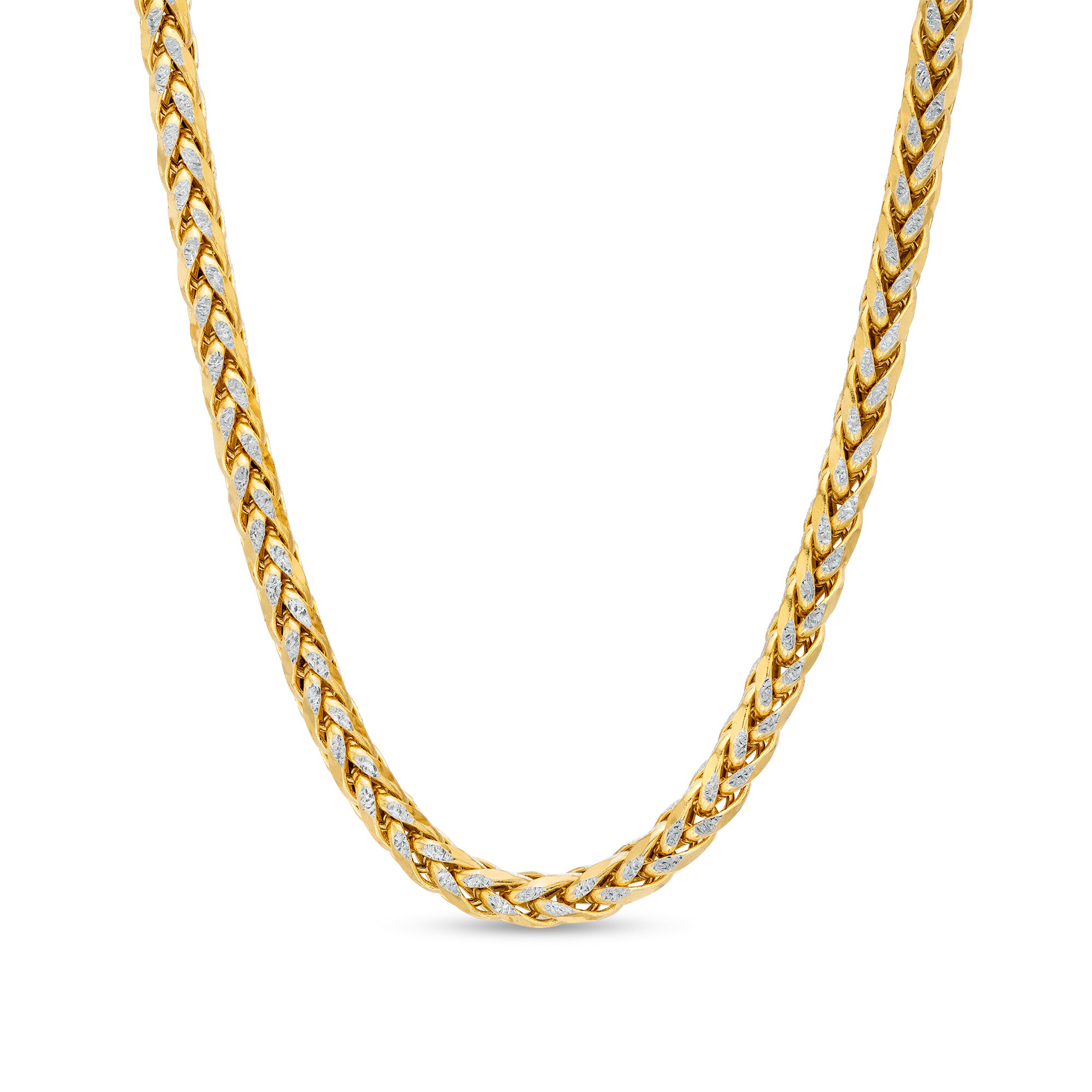 Oro Diamante™ Diamond-Cut 5.5mm Wheat Chain Necklace in Hollow 14K