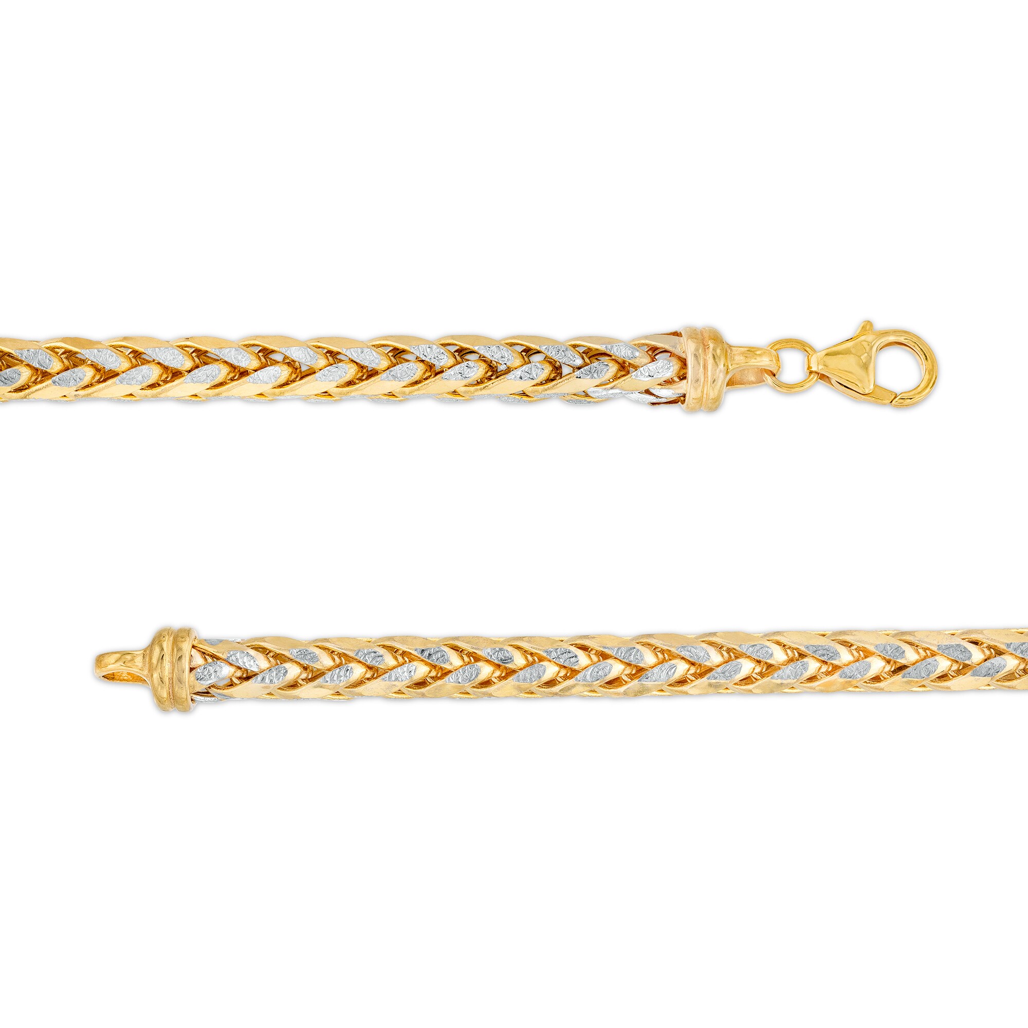 Oro Diamante™ Diamond-Cut 5.5mm Wheat Chain Necklace in Hollow 14K