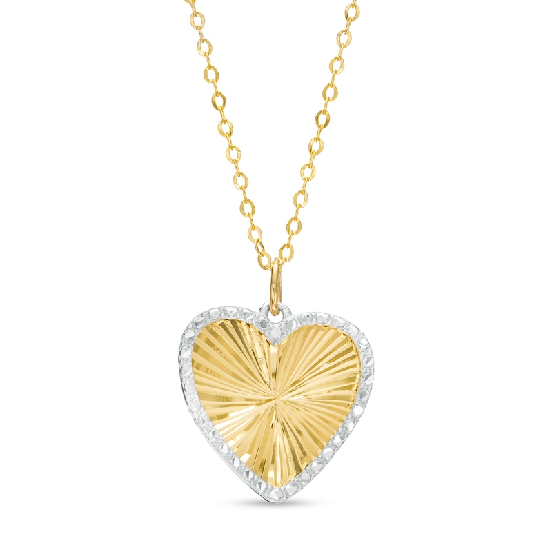 Diamond-Cut Heart Pendant in 14K Two-Tone Gold Peoples Jewellers