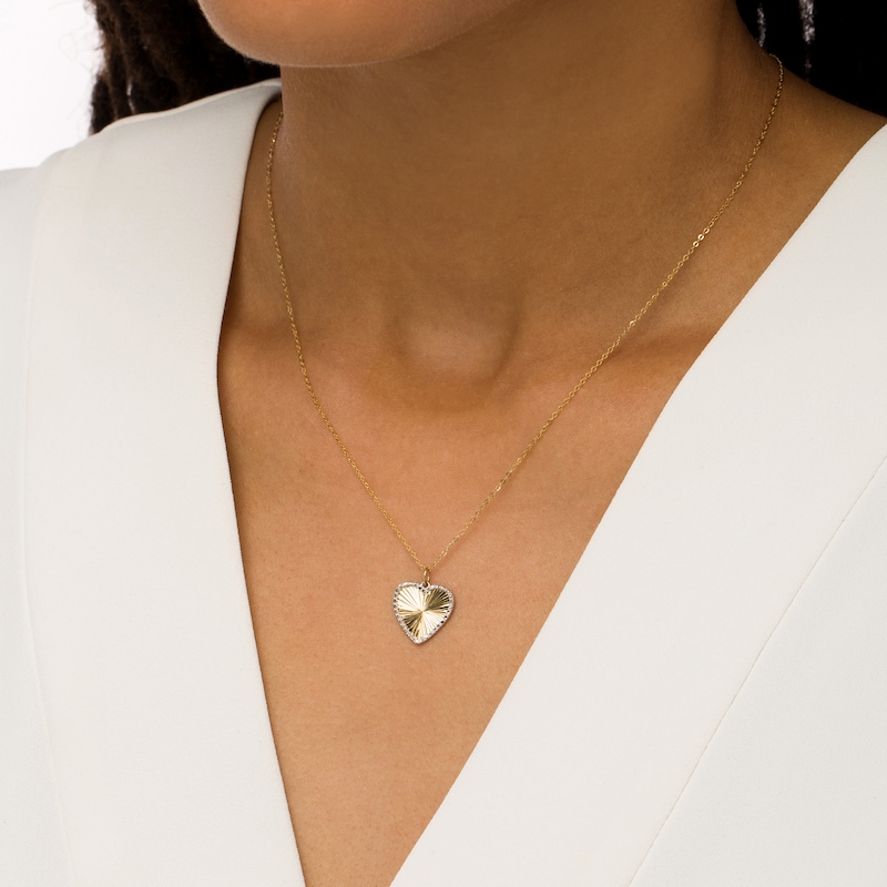 Pori Jewelers 14K Yellow Gold Diamond-Cut Heart Charm Pendant – No Stone, Italy