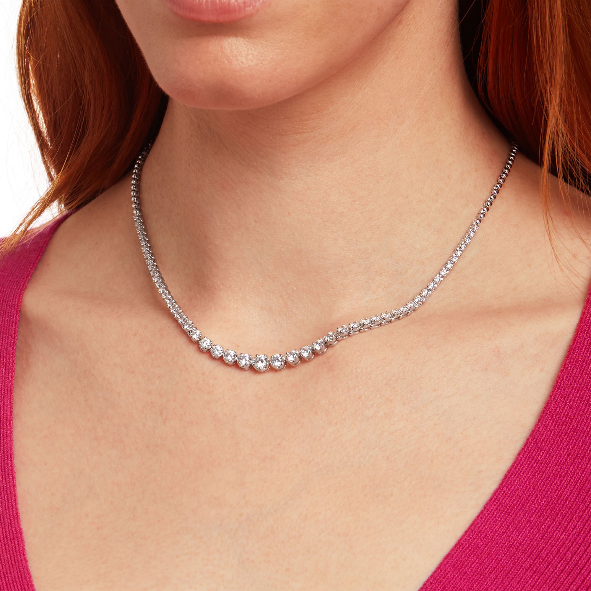 4 CT. T.W. Lab-Grown Diamond Graduated Riviera Necklace in 10K