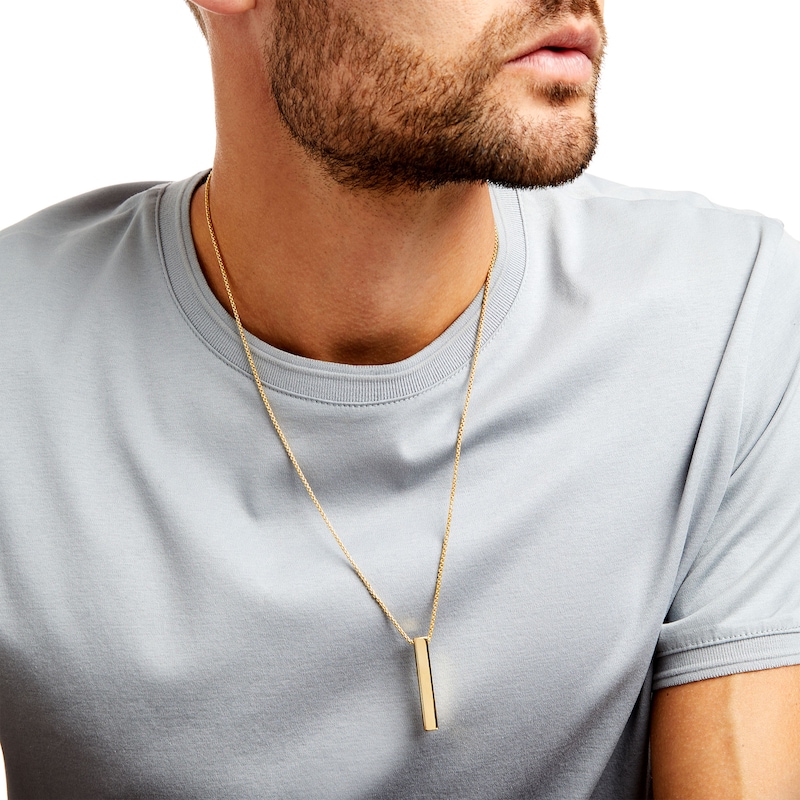 Men's Vertical Bar Pendant in 10K Gold 24