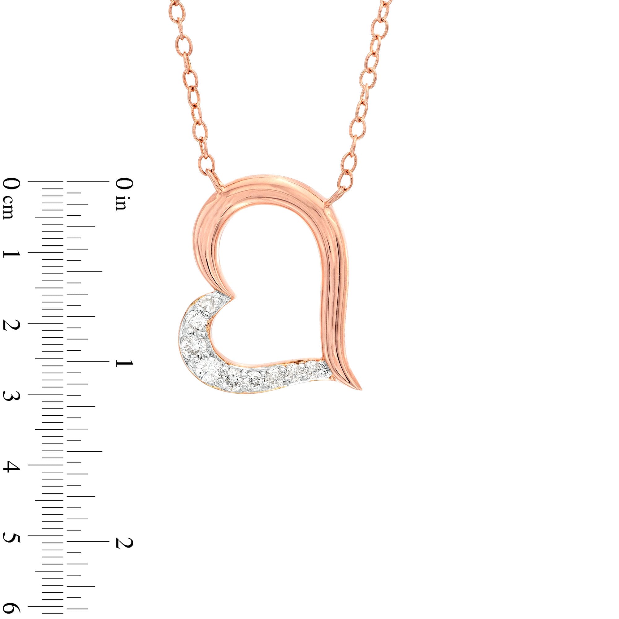 1/8 CT. T.W. Diamond Tilted Heart Necklace in Sterling Silver with