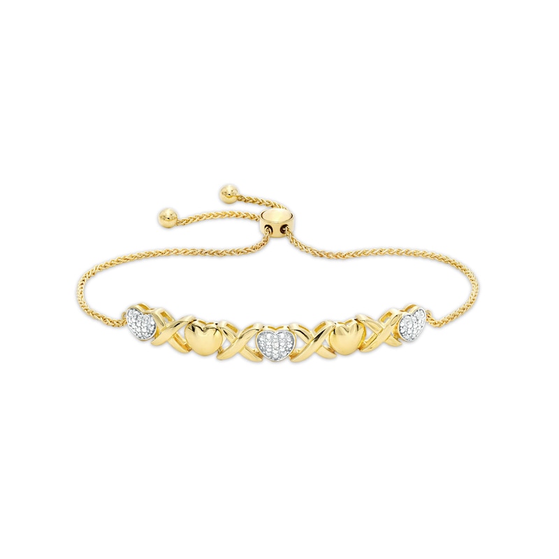 Bracciale Amicizia Bolo Shiny Sideways In Oro Giallo 14K | Con Chiusura Scorrevole, Lunghezza 23,5 Cm