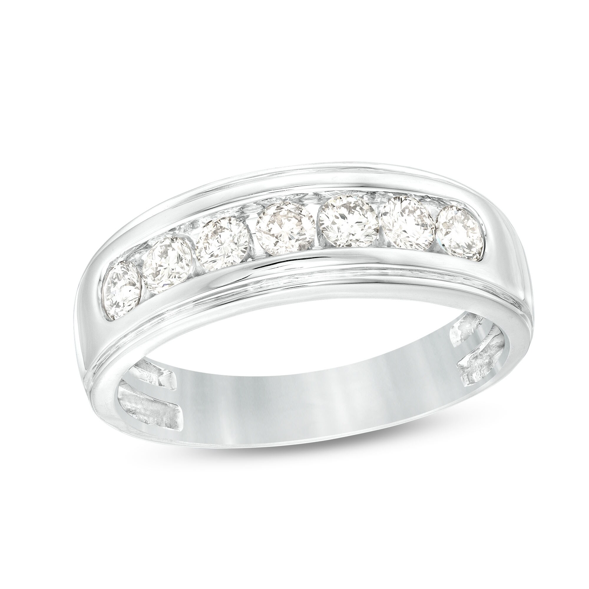 3/4 CT. T.W. Diamond Seven Stone Wedding Band in 10K White Gold