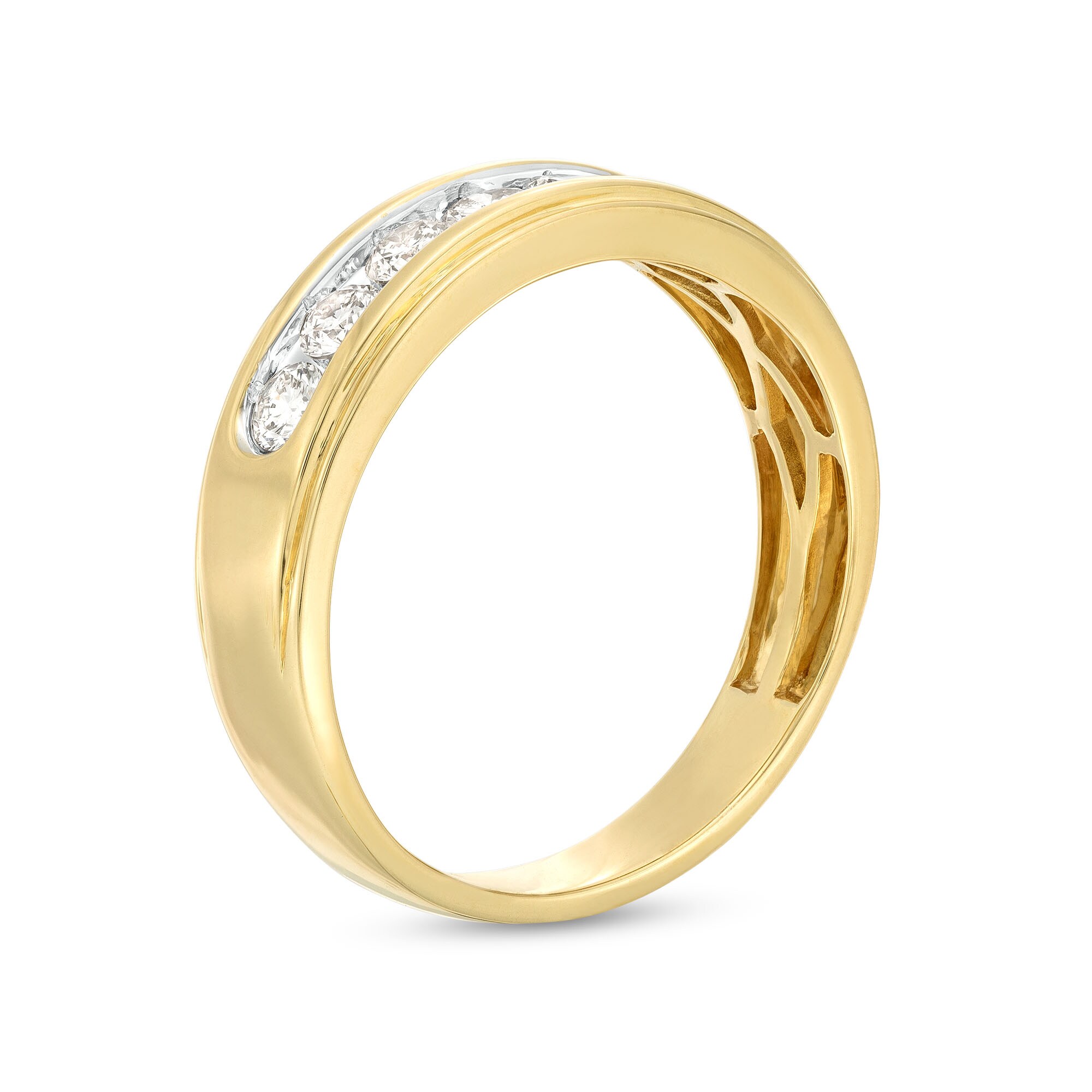 ゴールドバンドリング 3/4 CT. T.W. Diamond Seven Stone Wedding Band in 10K Gold | Zales
