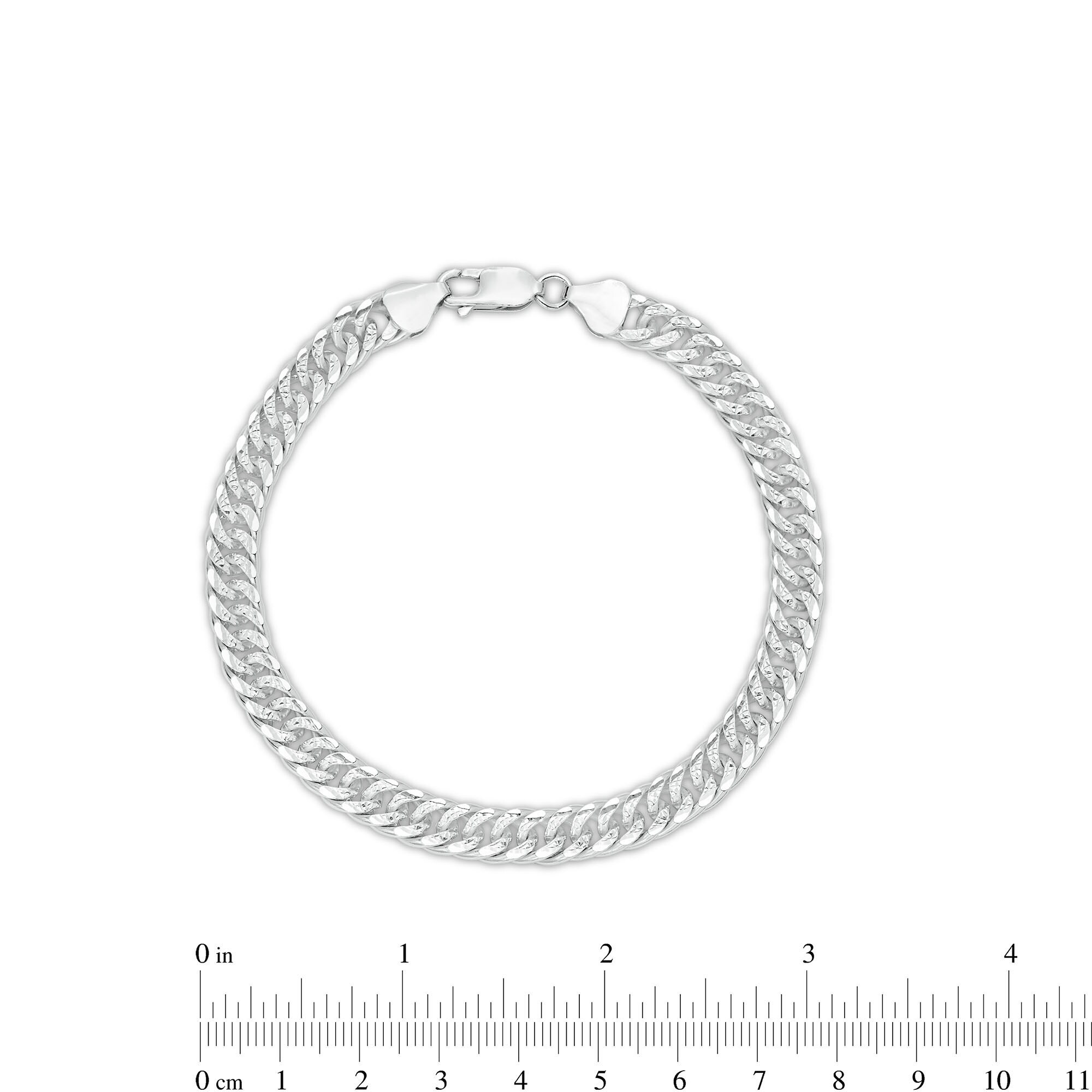 RAOING Shave Chain Bracelet 21㎝ 7.2mm Diamond-Cut Curb Chain Bracelet in Solid Sterling Silver